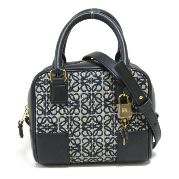 Loewe Handbags - Loewe Amazona Square Bag Calfskin Handbag Jacquard Navy Blue Black